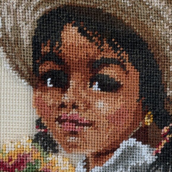 Vintage Needlepoint Art Pepe & Pepita by Jean McIntosh Set of 2 Embroidery Art - Picture 7 of 16